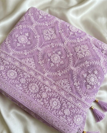 Beautiful Georgette Machine Chikankari Work All Over