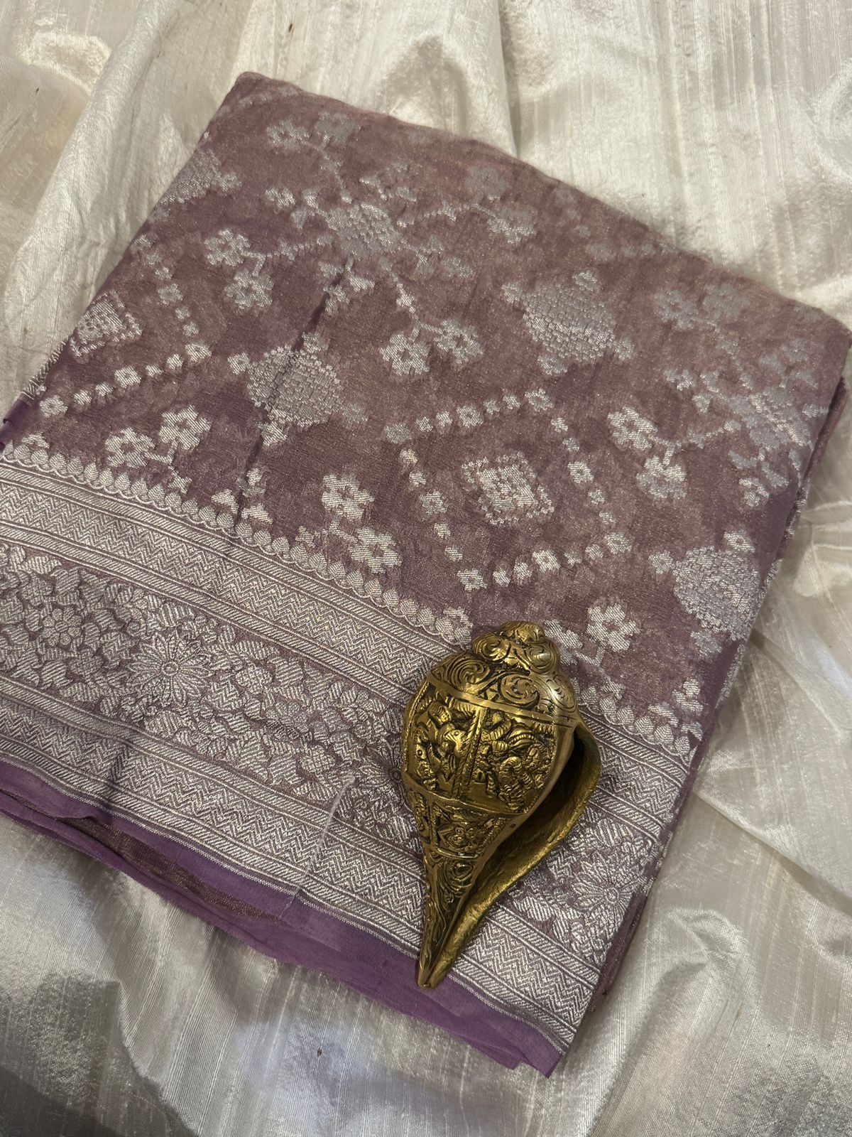 Banarasi Soft Tissue Georgette Saree with All-Over Silver Zari Weave