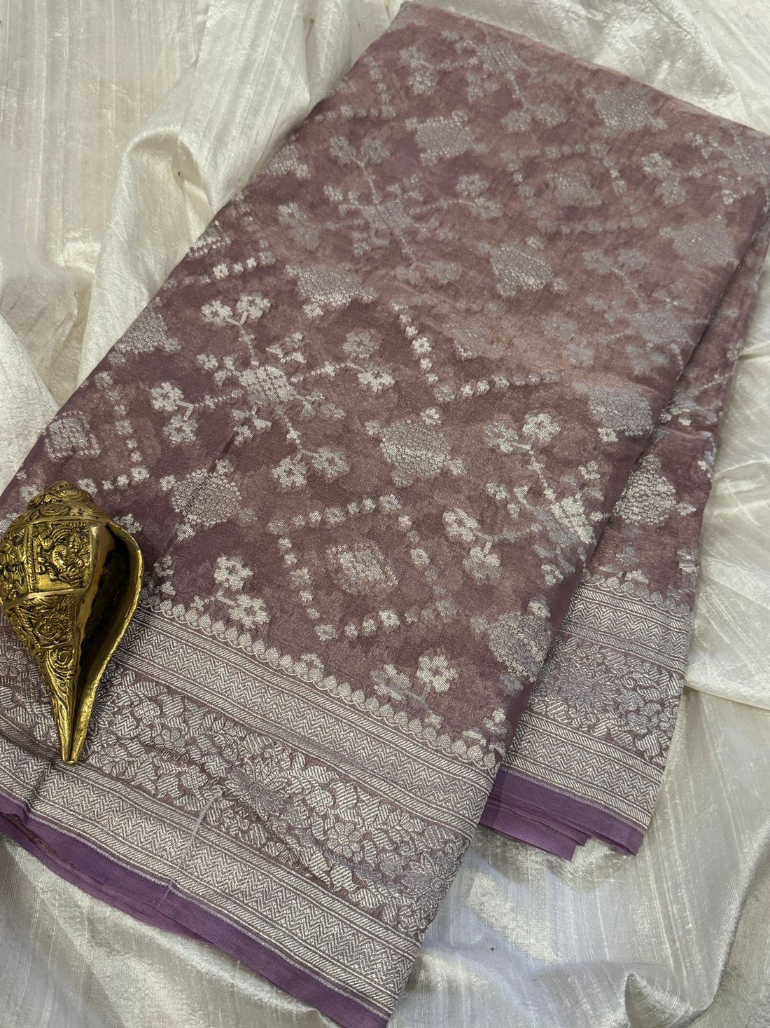 Banarasi Soft Tissue Georgette Saree with All-Over Silver Zari Weave
