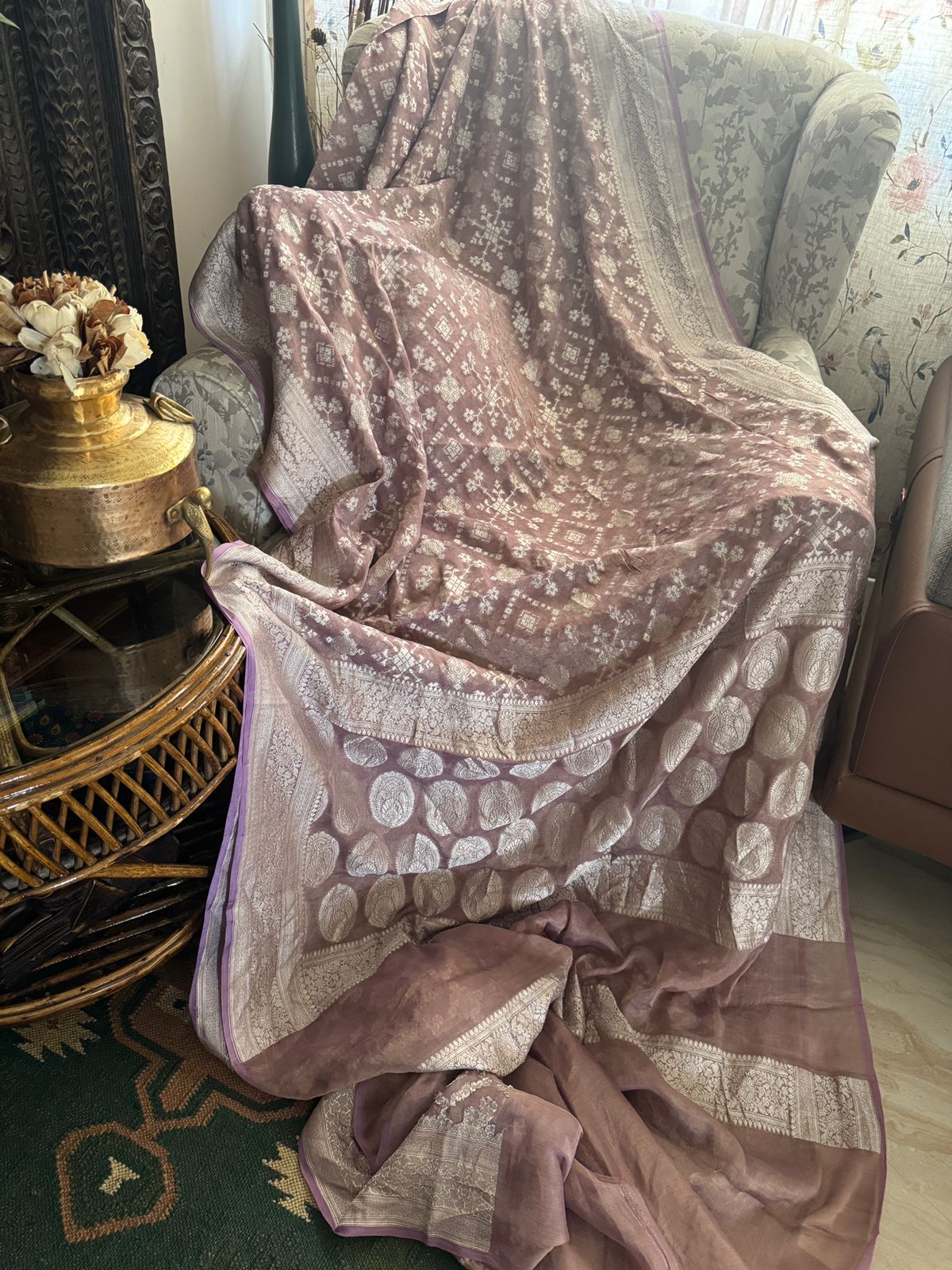 Banarasi Soft Tissue Georgette Saree with All-Over Silver Zari Weave