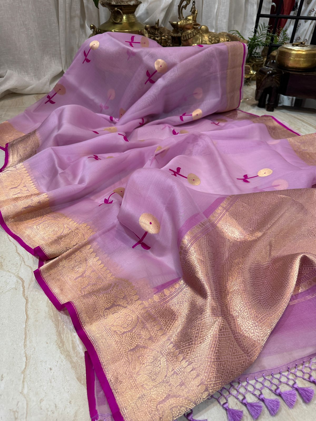 Pure Handloom Kora Banarasi Saree