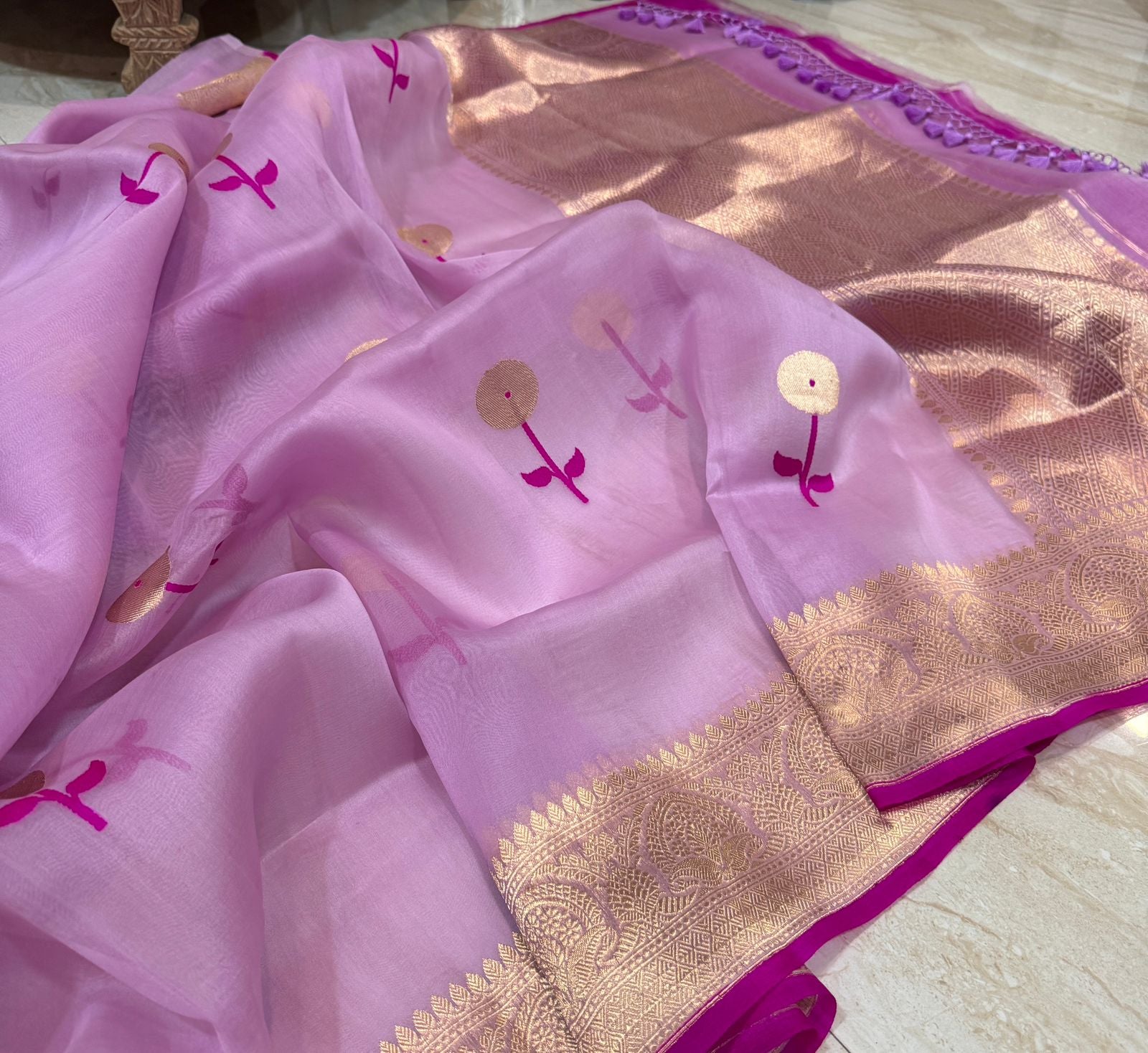 Pure Handloom Kora Banarasi Saree