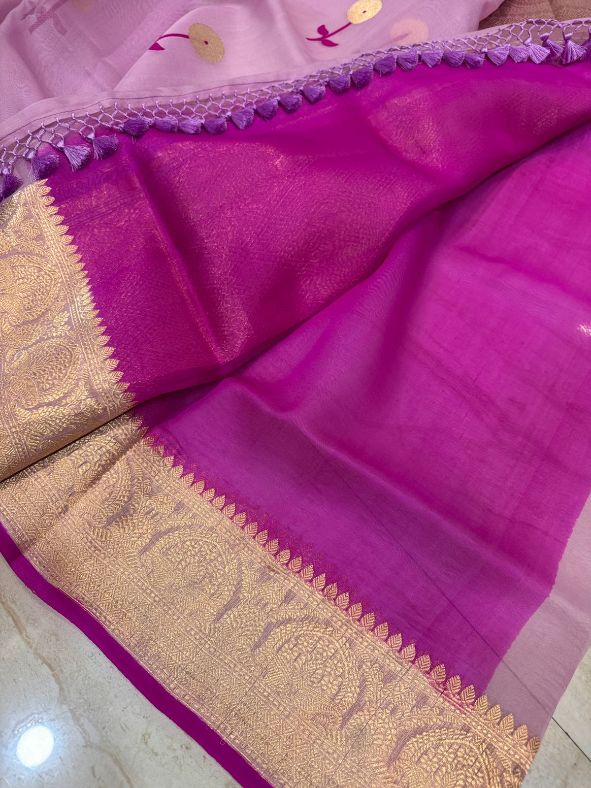 Pure Handloom Kora Banarasi Saree