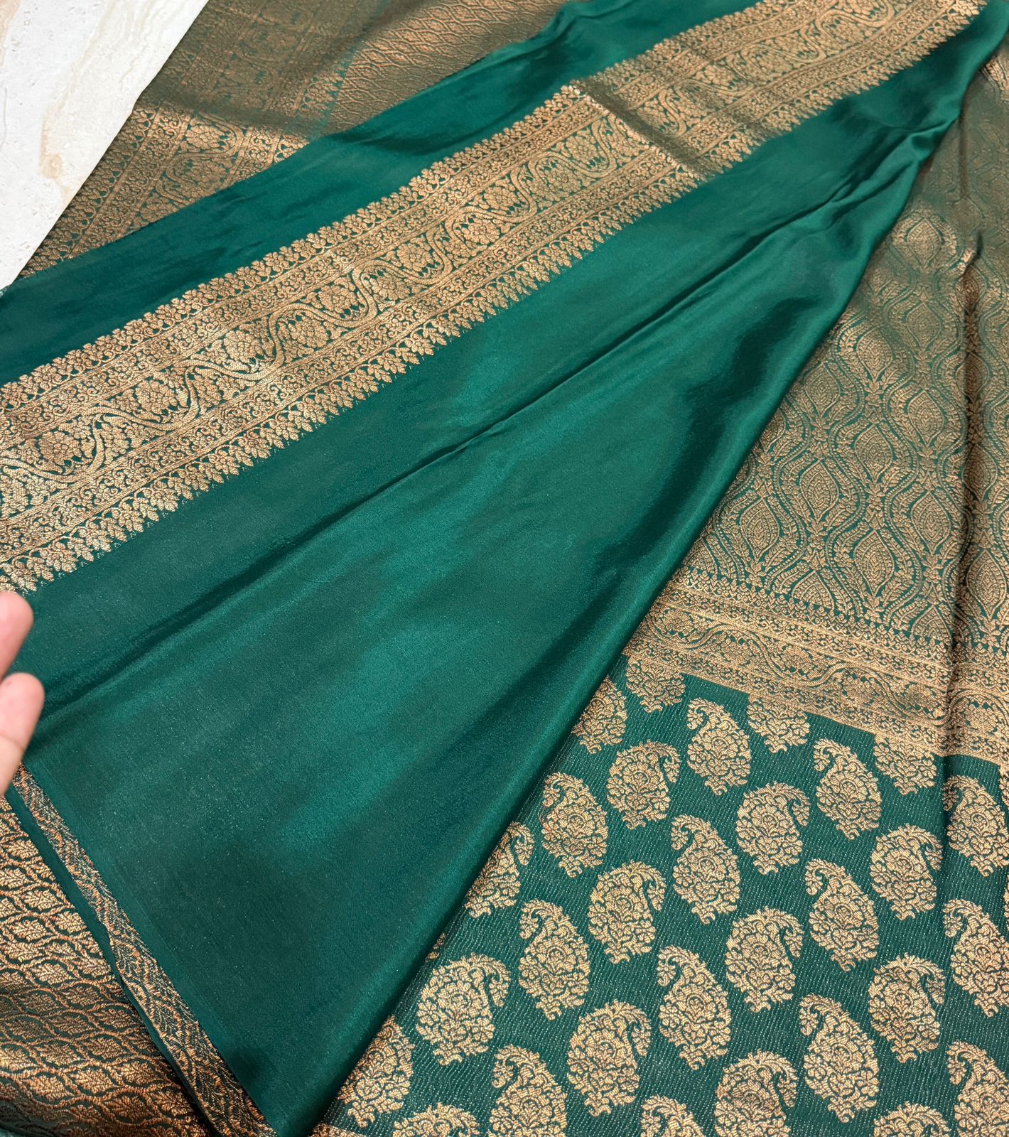 Pure Mysore Brocade Crepe Silk Saree With Antiq Zari Weave