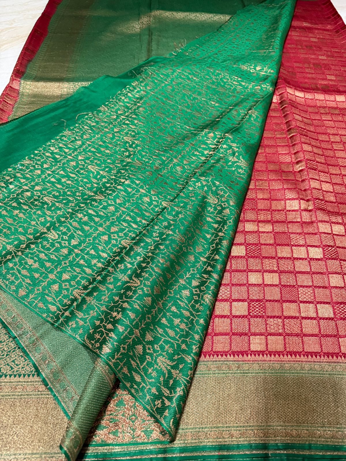 Pure Mysore Crepe Silk Saree With Antiq Zari Weave