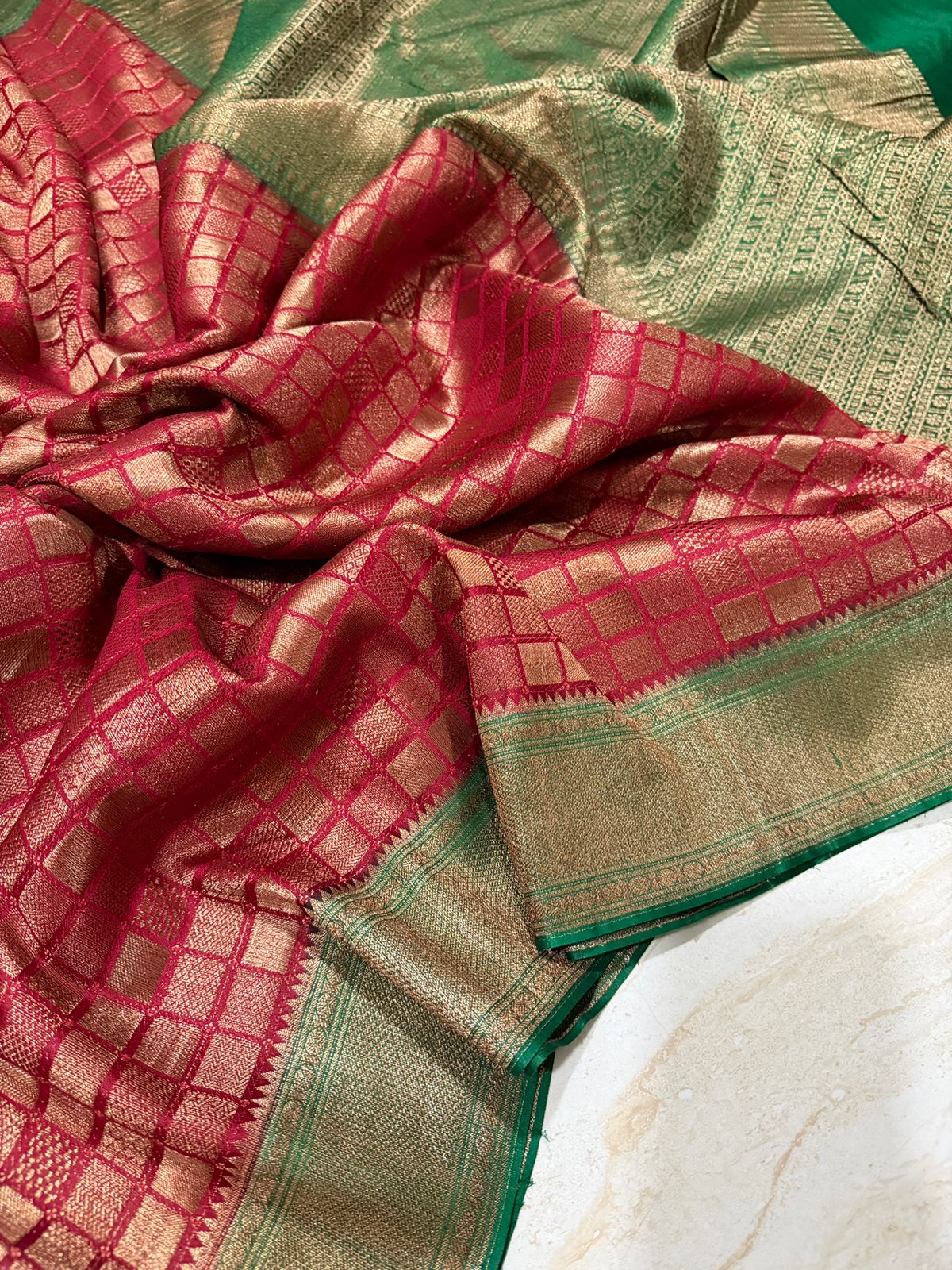 Pure Mysore Crepe Silk Saree With Antiq Zari Weave