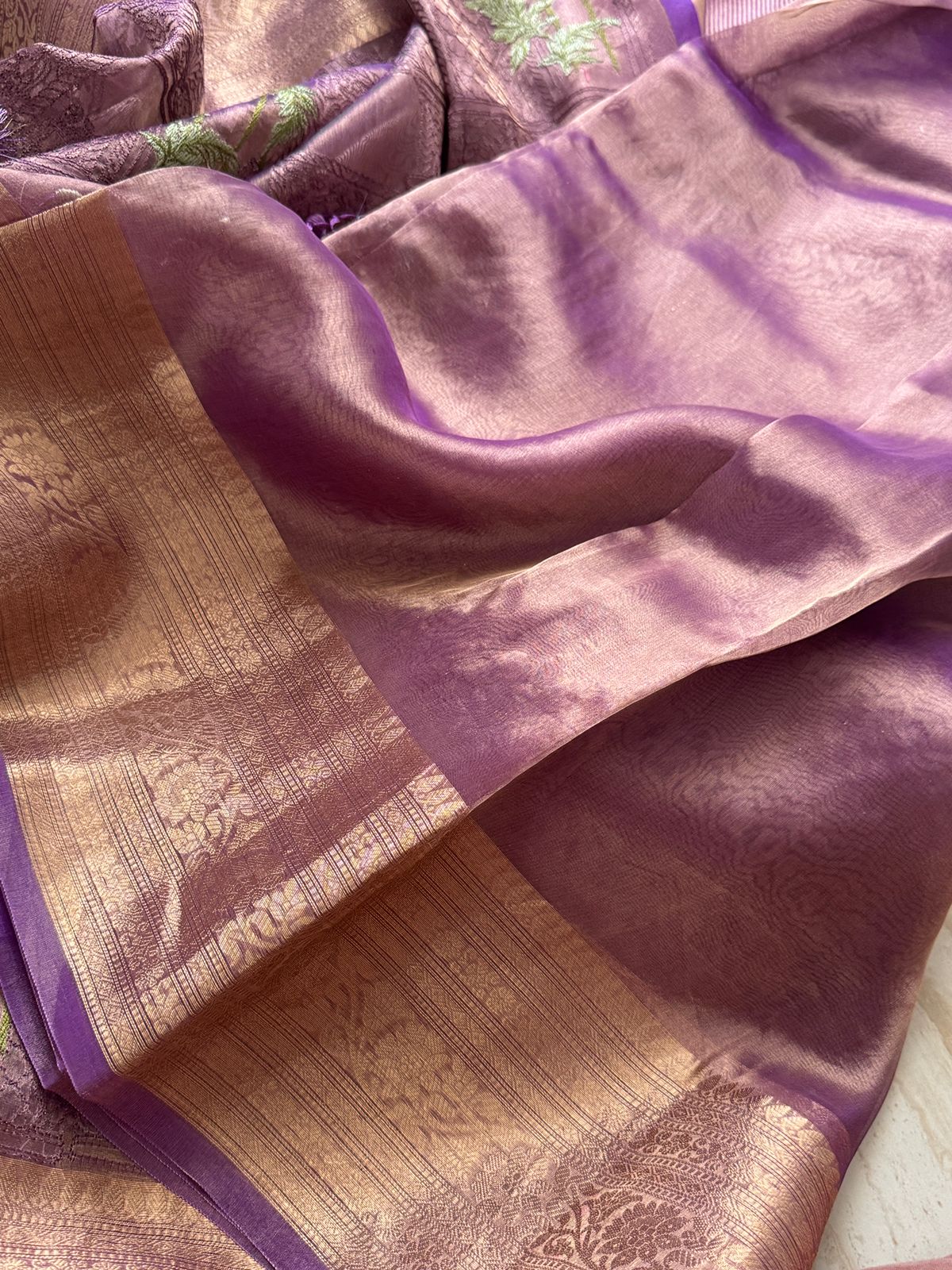Beautiful Banarasi Tissue Silk Saree with All-Over Embroidery Work