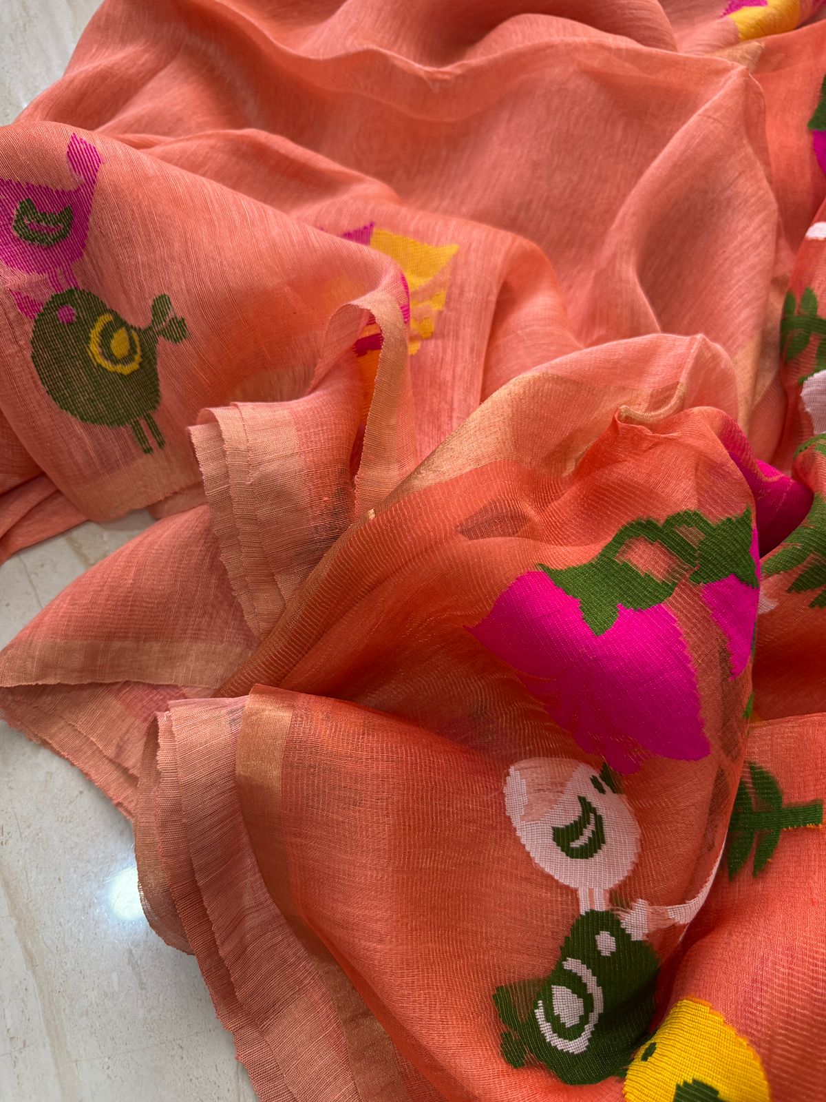 Pure Handloom Jamdani Linen Silk Saree