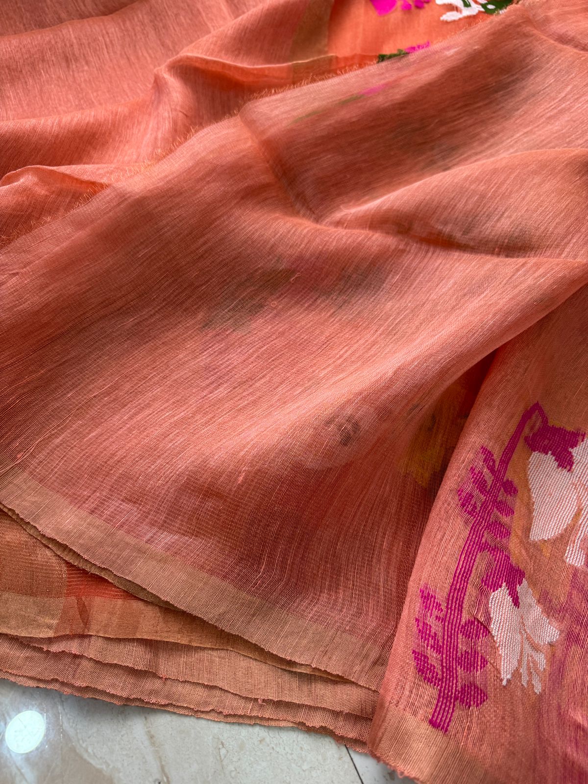 Pure Handloom Jamdani Linen Silk Saree