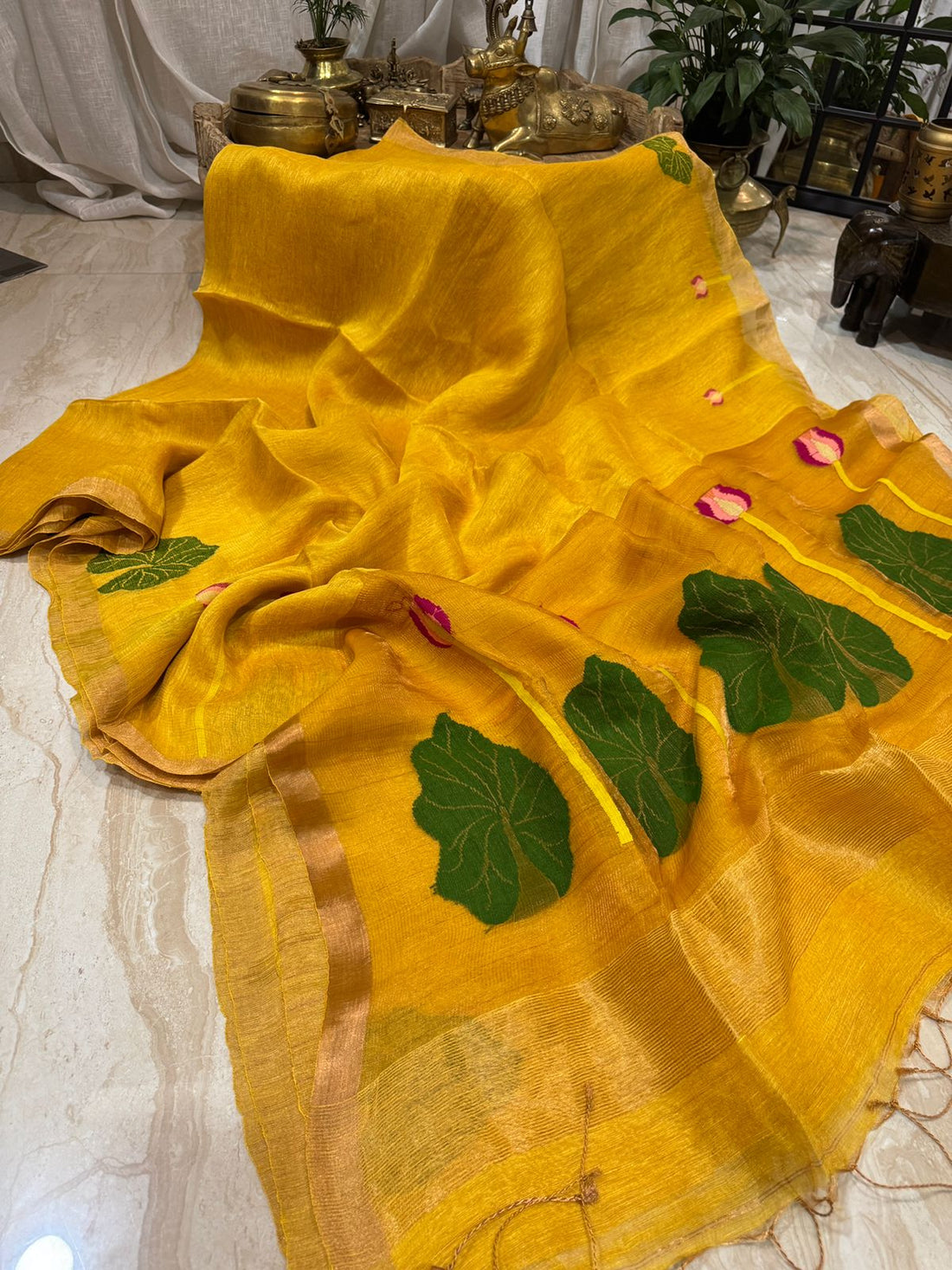 Pure Handloom Jamdani Linen Silk Saree