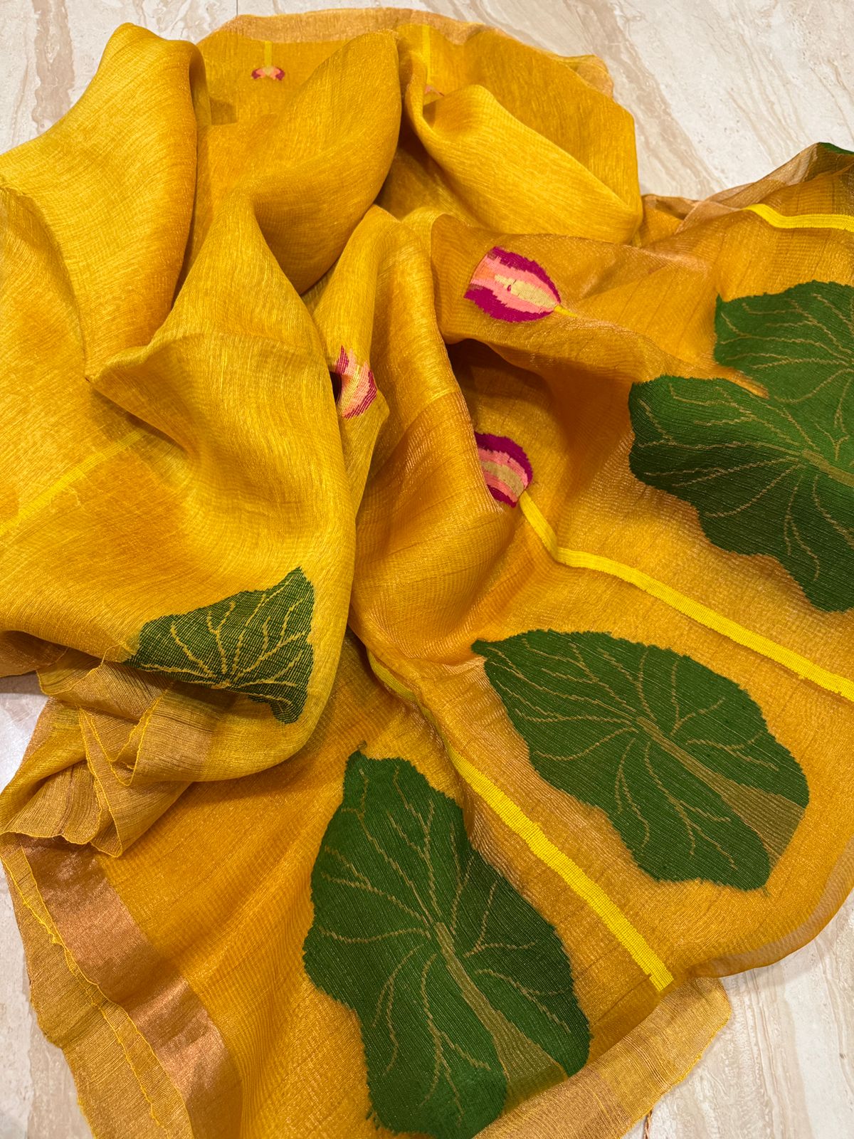 Pure Handloom Jamdani Linen Silk Saree
