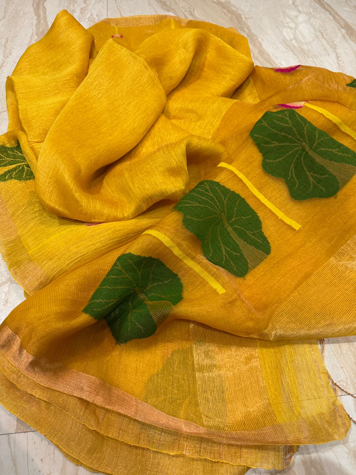 Pure Handloom Jamdani Linen Silk Saree