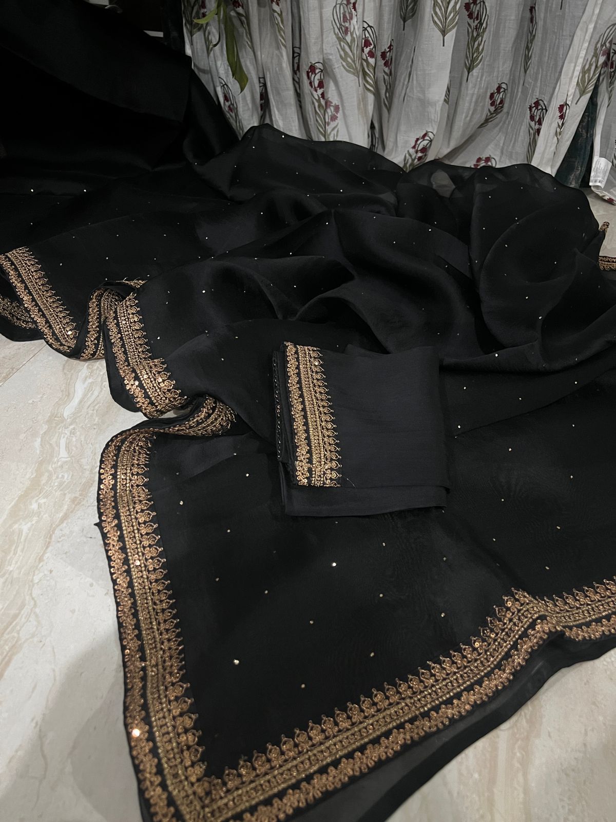 Pure Organza Saree With Embroidery Border