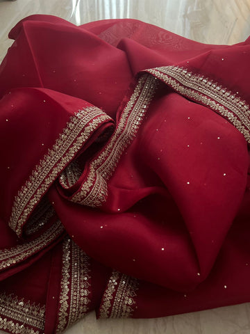 Pure Organza Saree With Embroidery Border