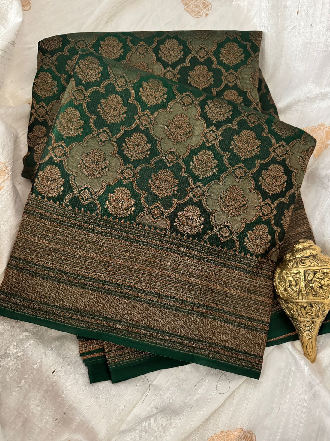 Pure Mysore Brocade Crepe Silk With All Over Zari Weave