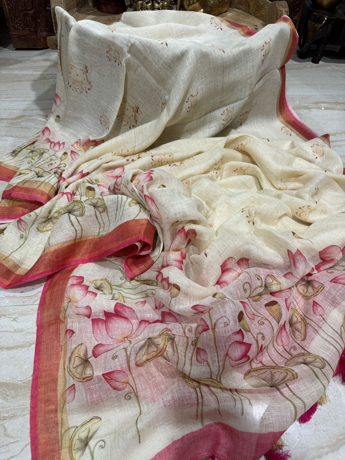 Pure Linen Digital Print Saree
