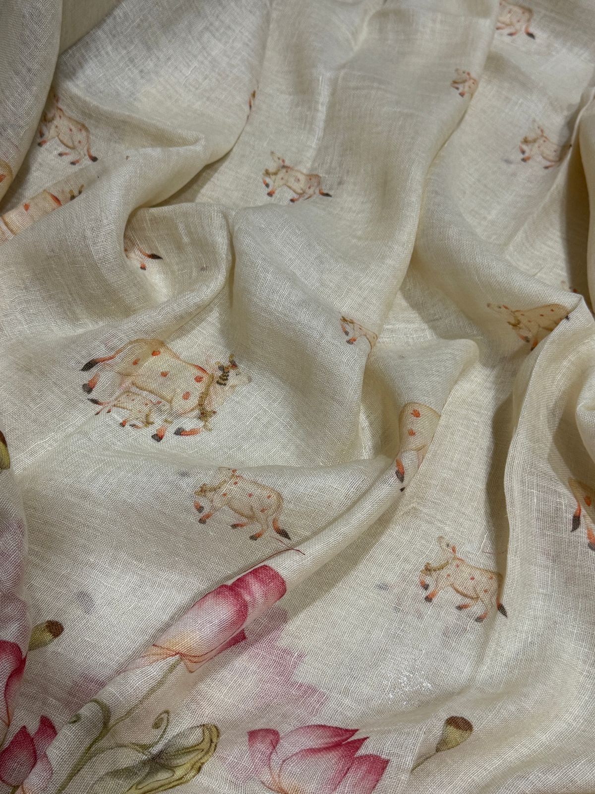 Pure Linen Digital Print Saree