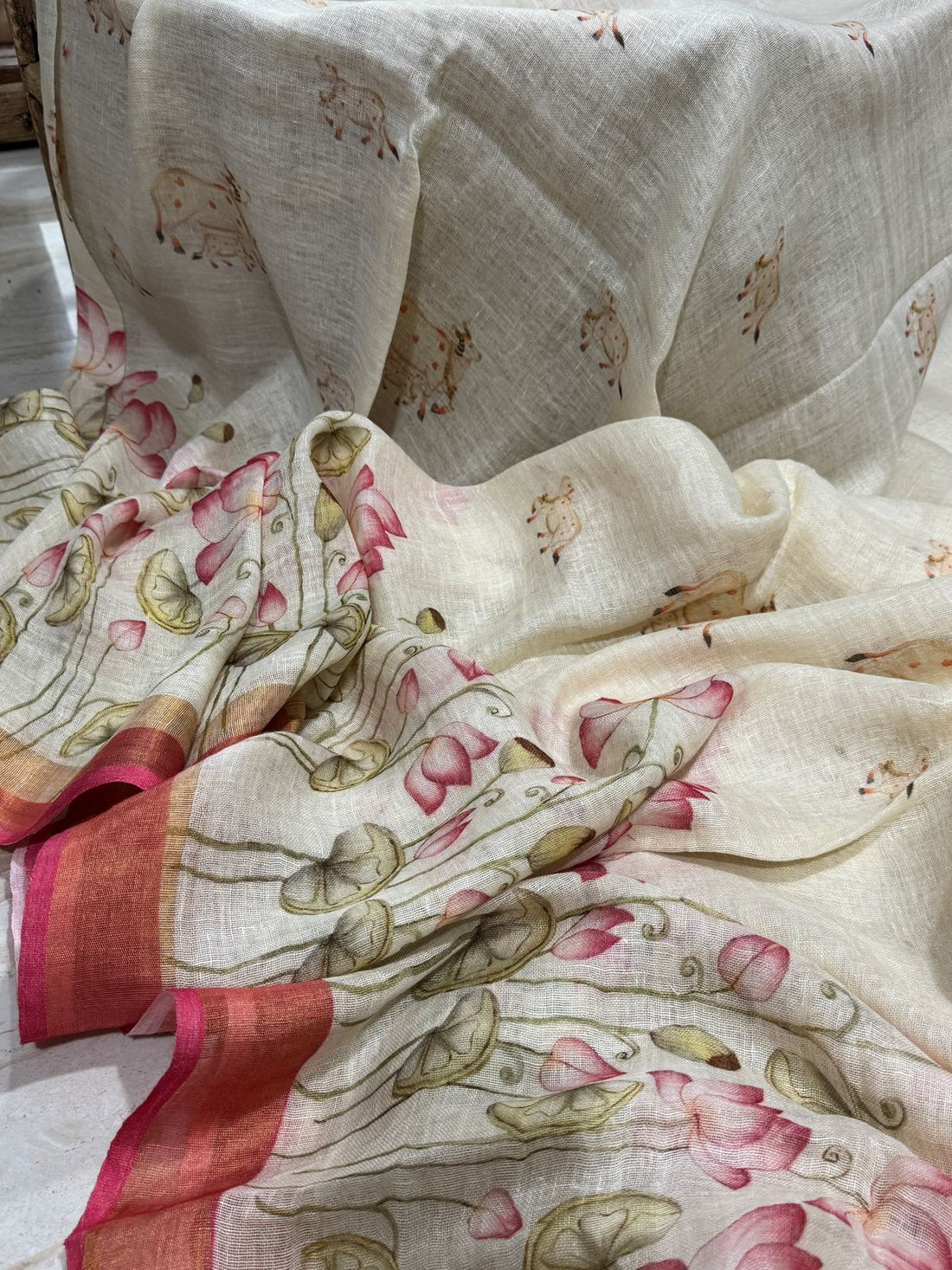 Pure Linen Digital Print Saree