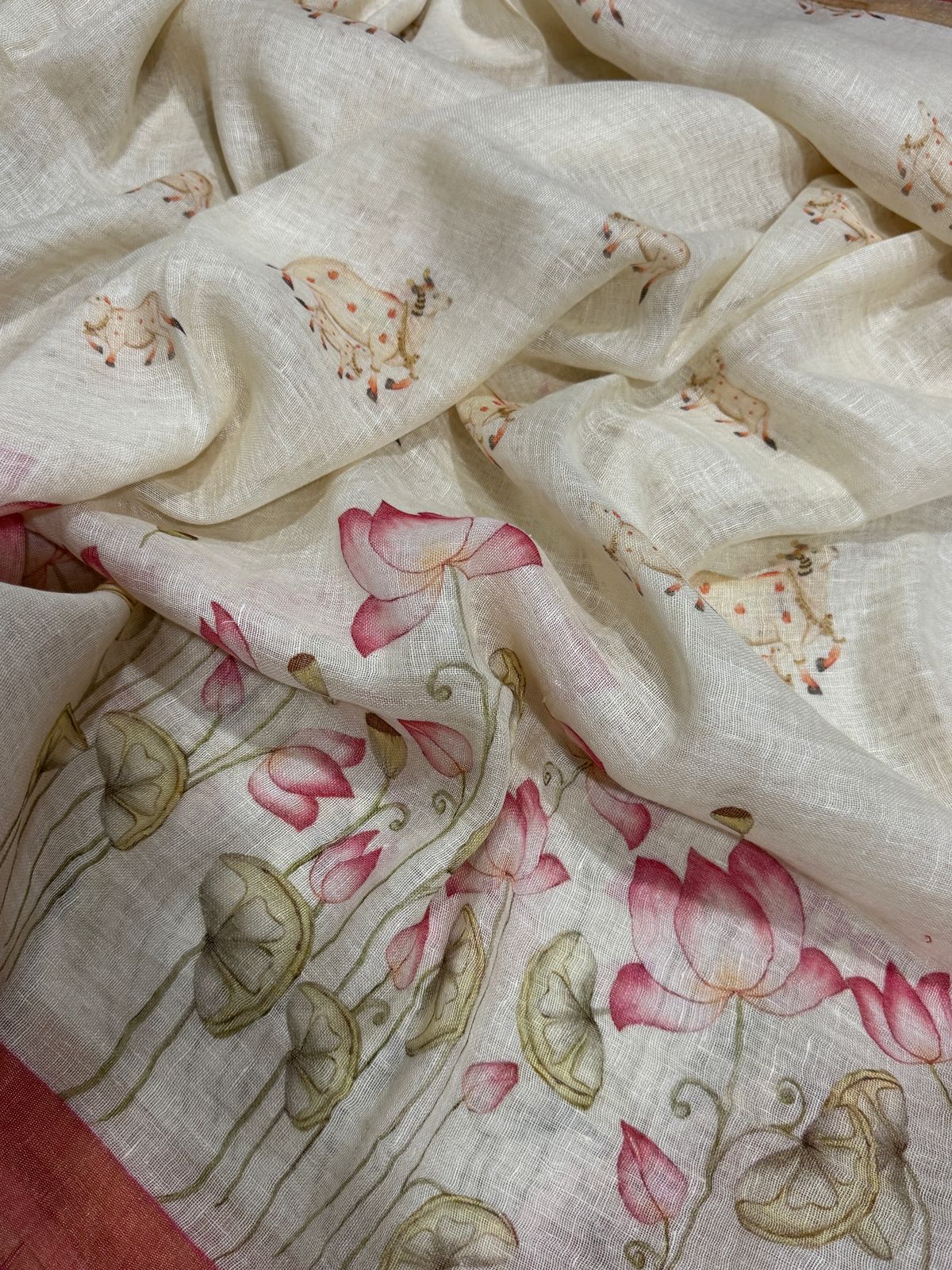Pure Linen Digital Print Saree