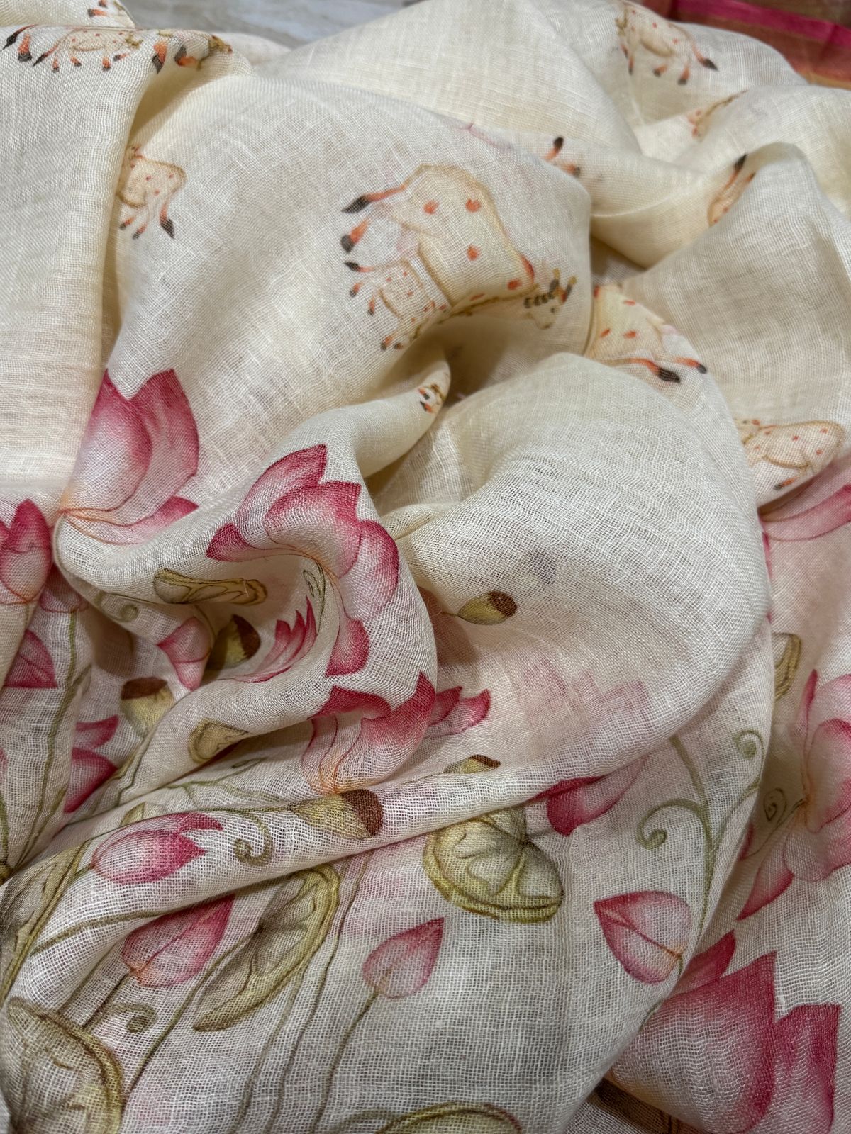 Pure Linen Digital Print Saree