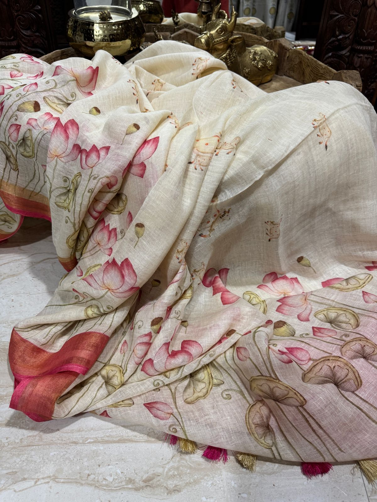 Pure Linen Digital Print Saree