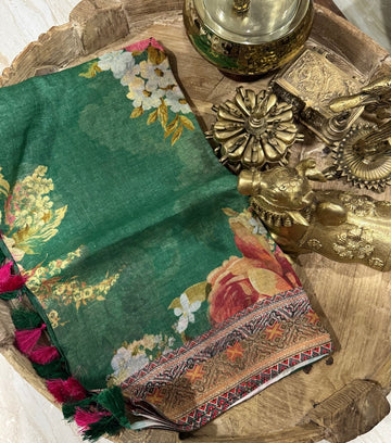 Pure Linen By Linen Digital Print Saree