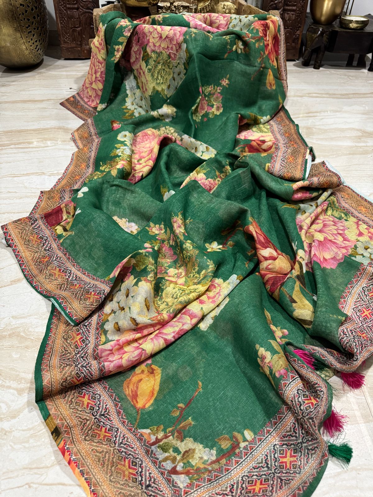 Pure Linen By Linen Digital Print Saree