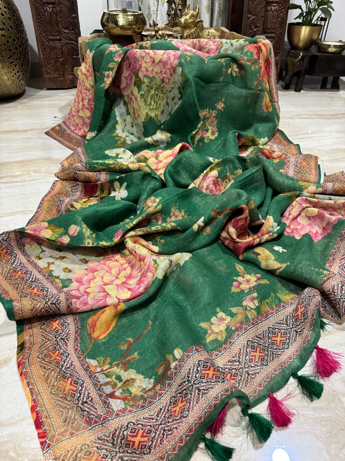 Pure Linen By Linen Digital Print Saree