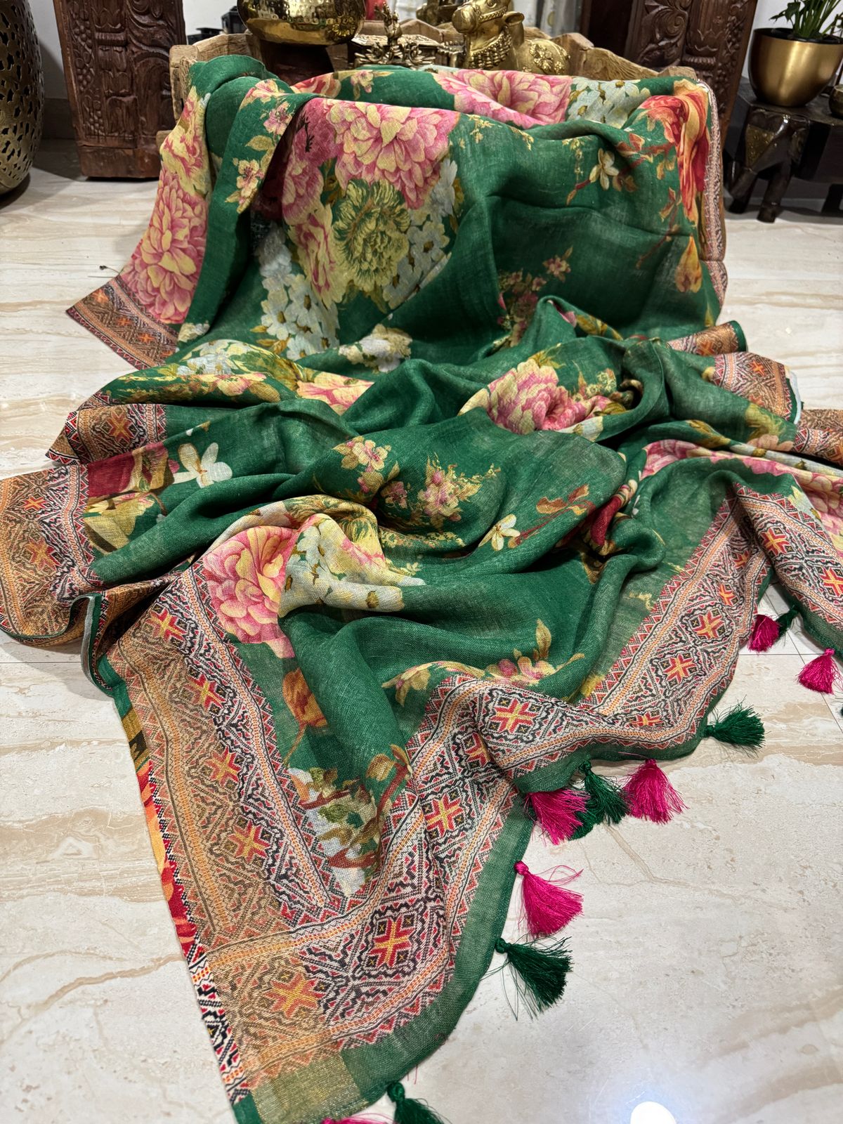 Pure Linen By Linen Digital Print Saree