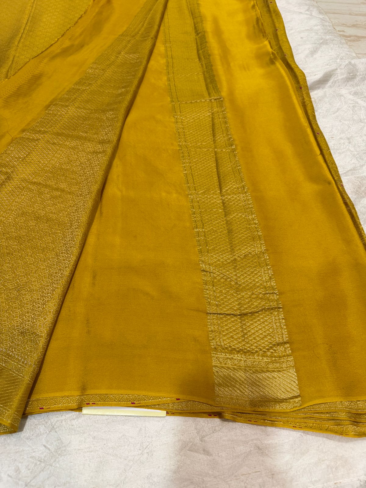 Mysore Brocade Crepe Silk Saree with Meenakari Weave
