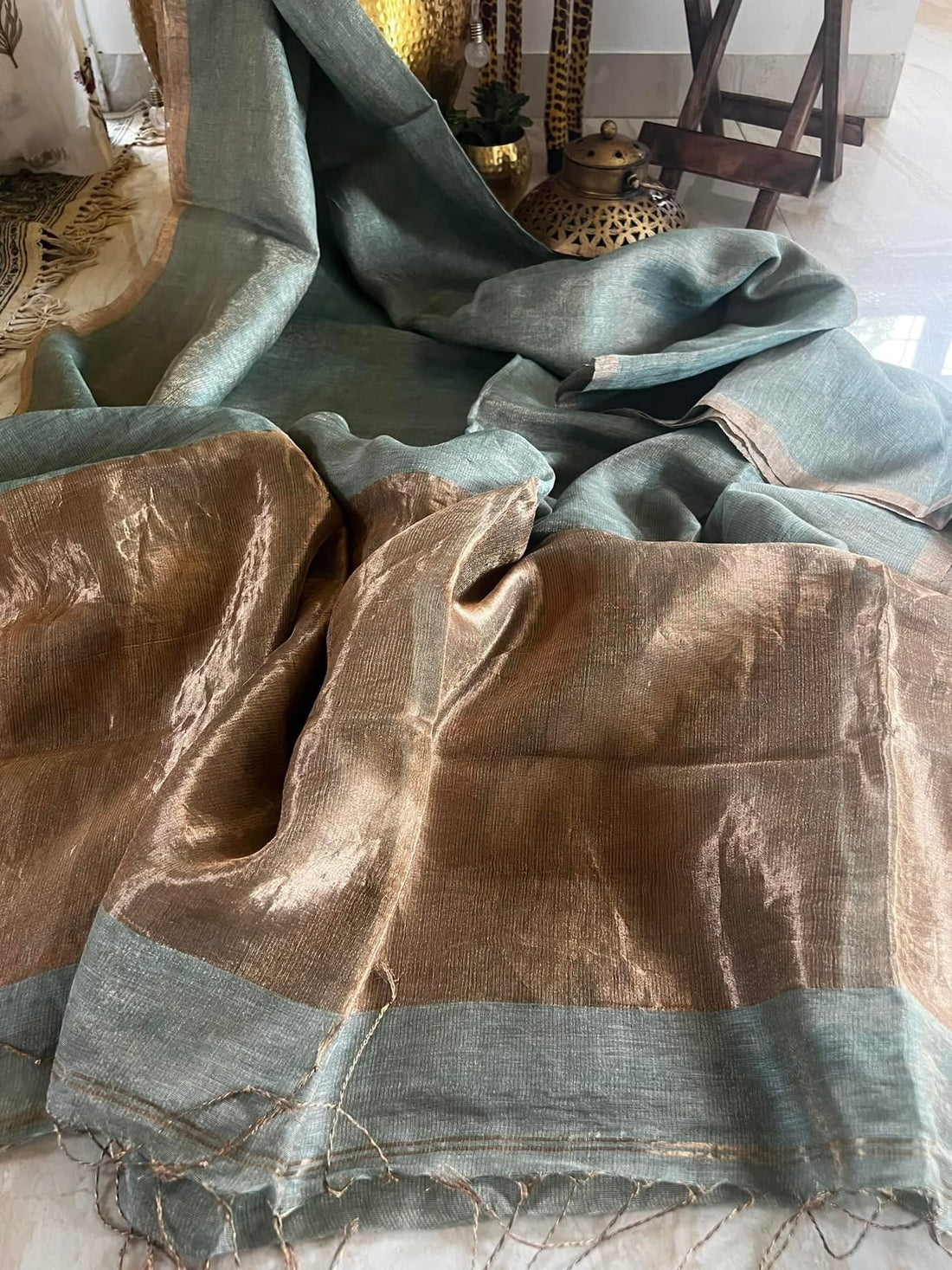 Pure Linen Tissue Silk Saree