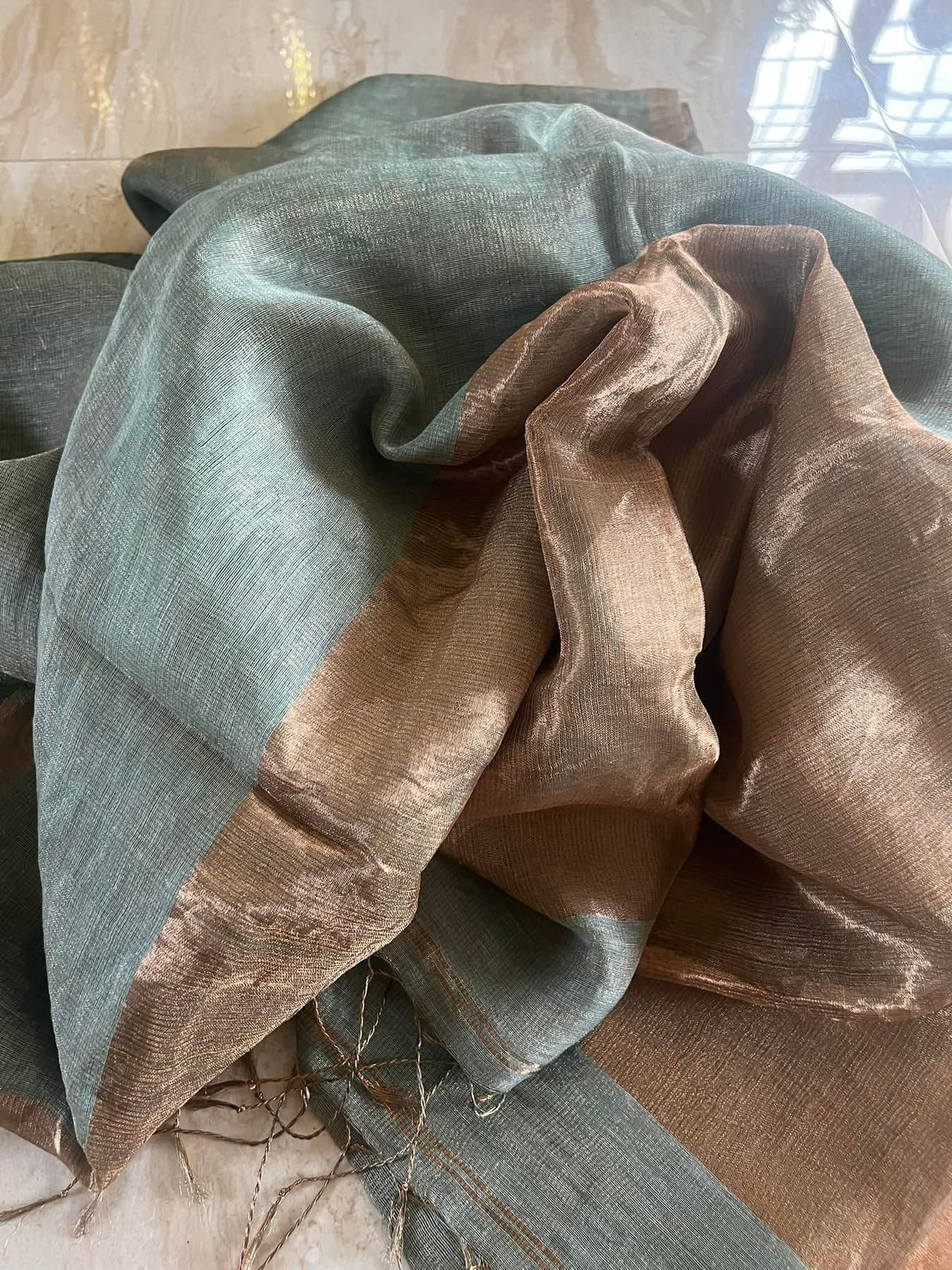 Pure Linen Tissue Silk Saree