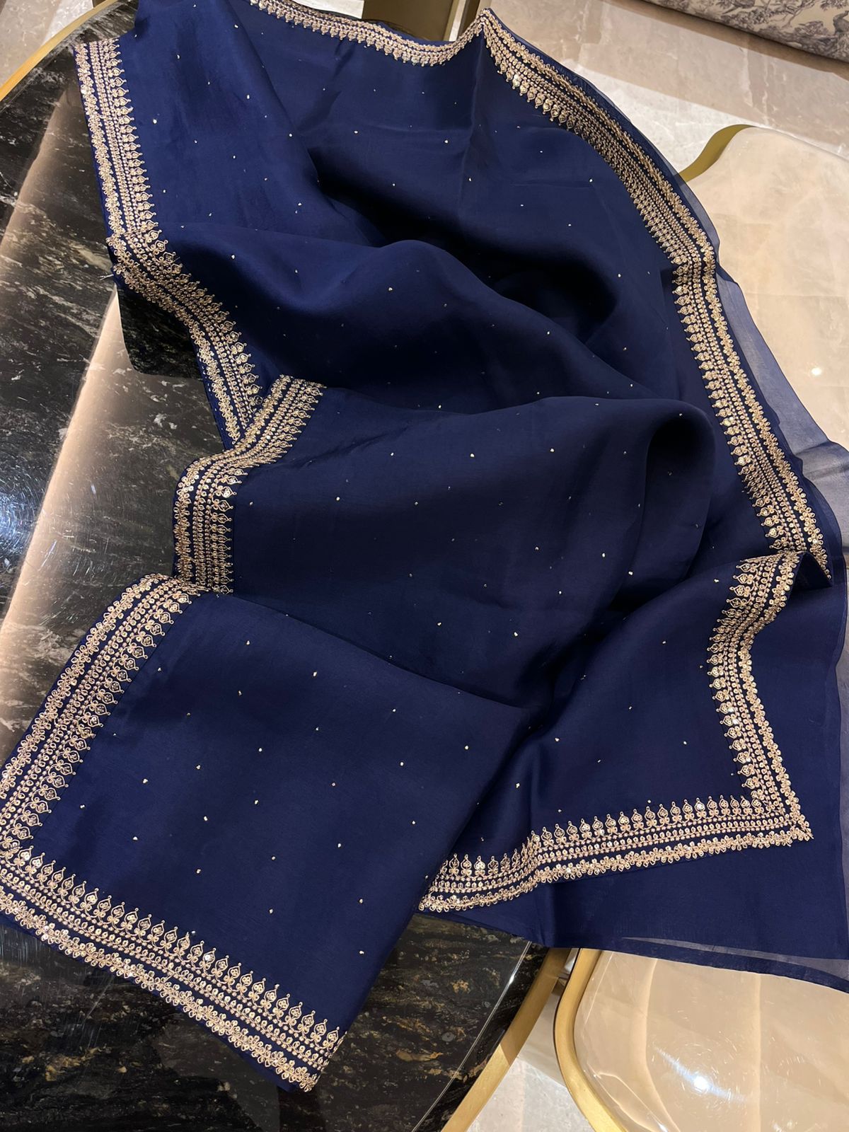 Pure Organza Saree With Embroidery Border