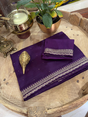 Pure Organza Silk Saree With Embroidery Border