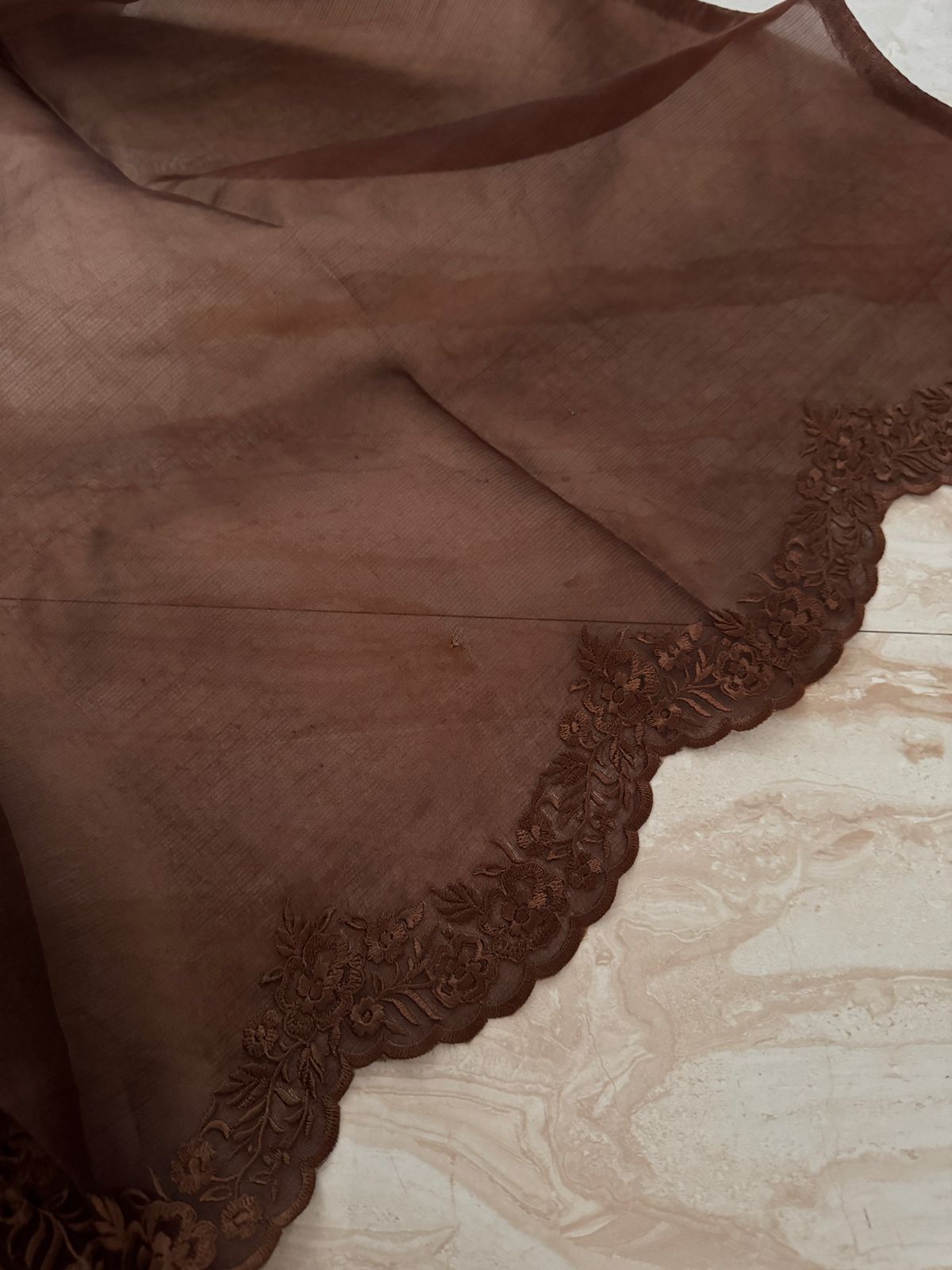 Pure Organza Saree With Machine Embroidery Work All Over