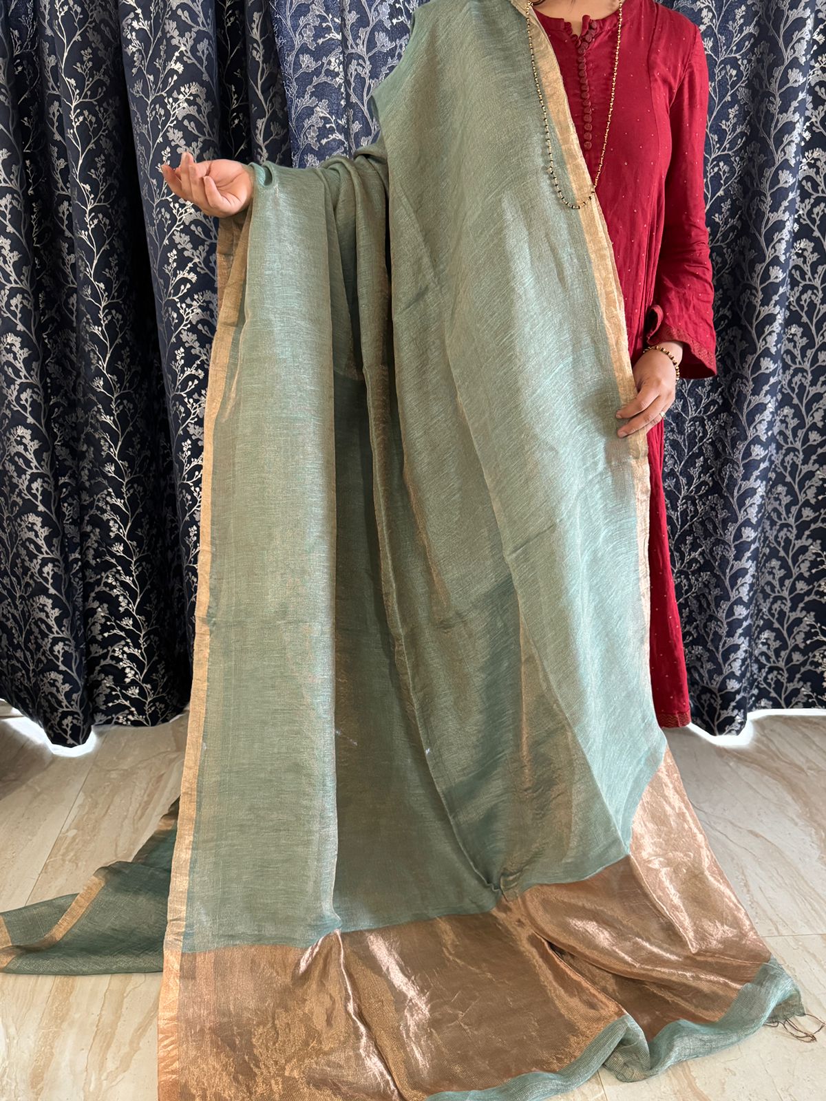 Pure Linen Tissue Silk Saree