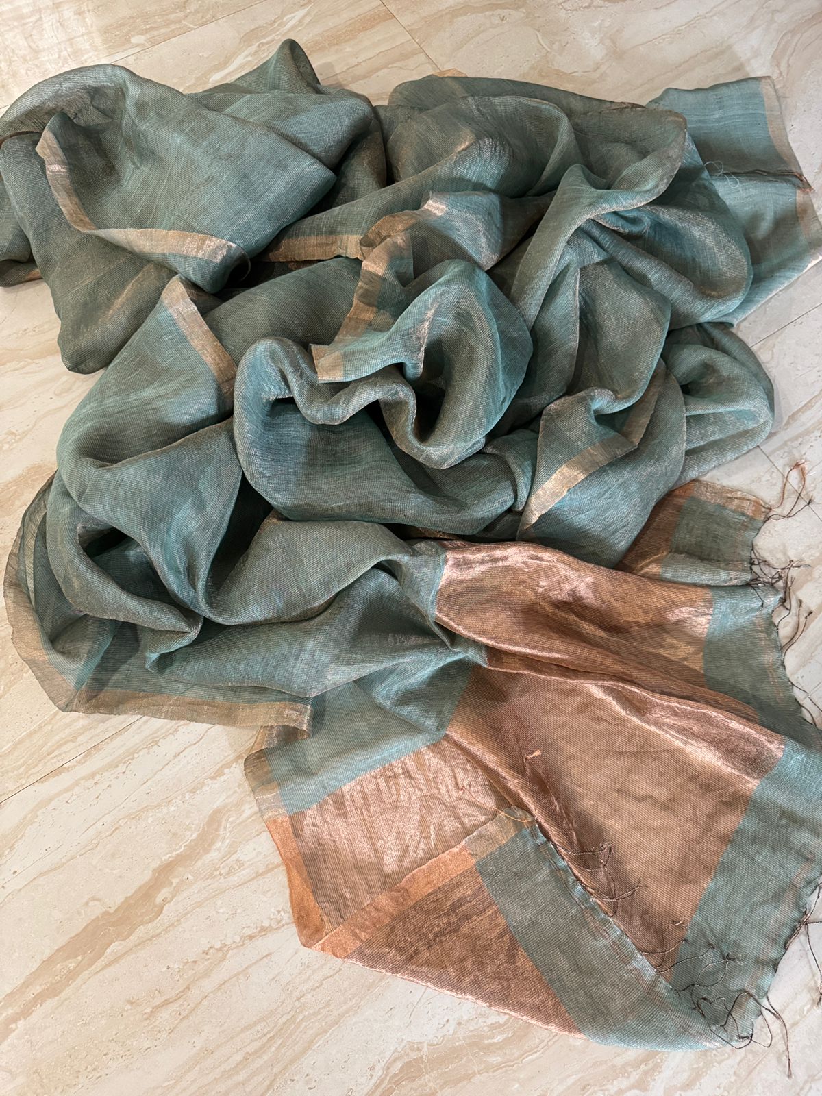 Pure Linen Tissue Silk Saree