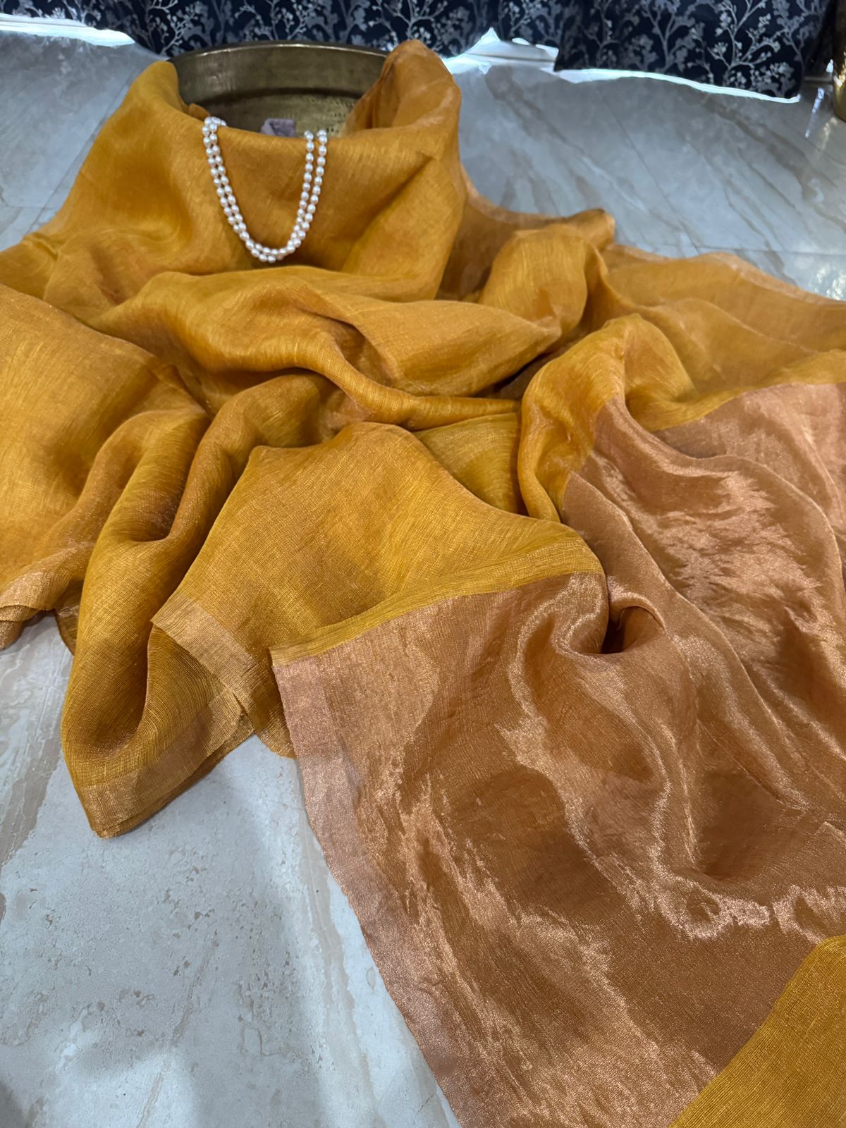 Pure Linen Tissue Silk Saree