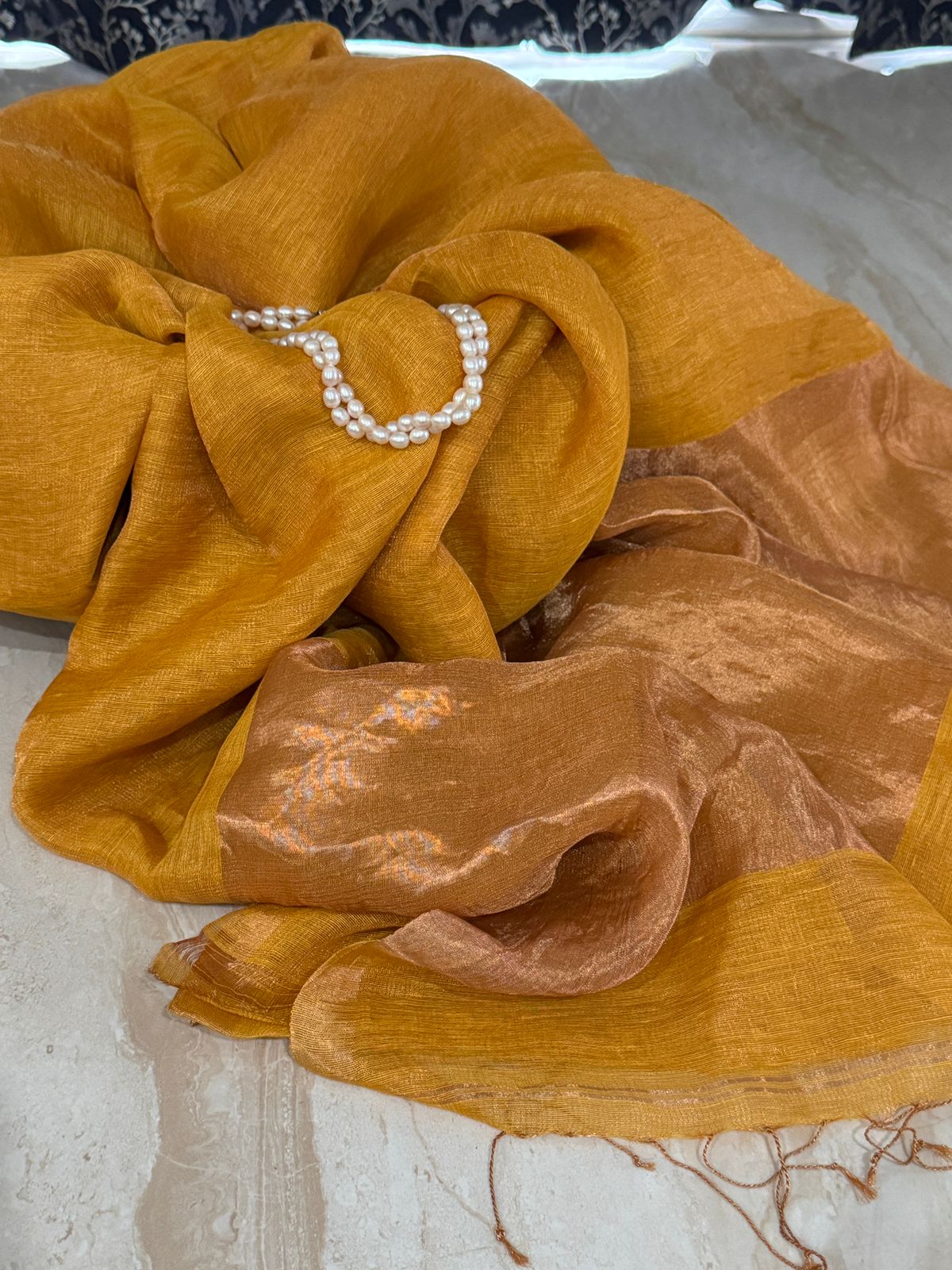 Pure Linen Tissue Silk Saree
