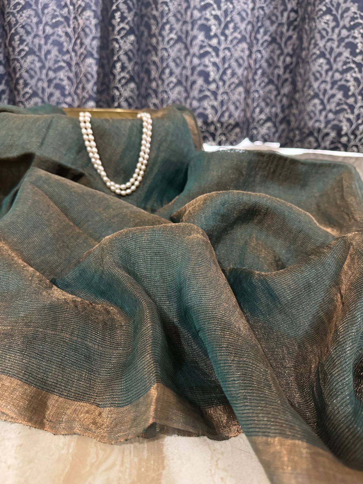 Pure Linen Tissue Silk Saree