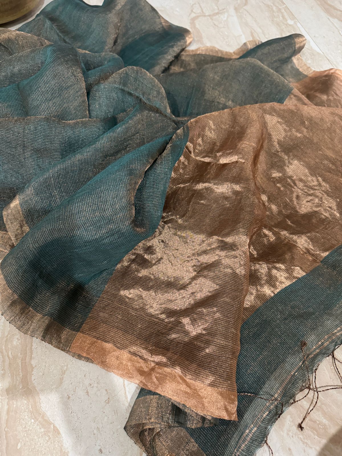 Pure Linen Tissue Silk Saree