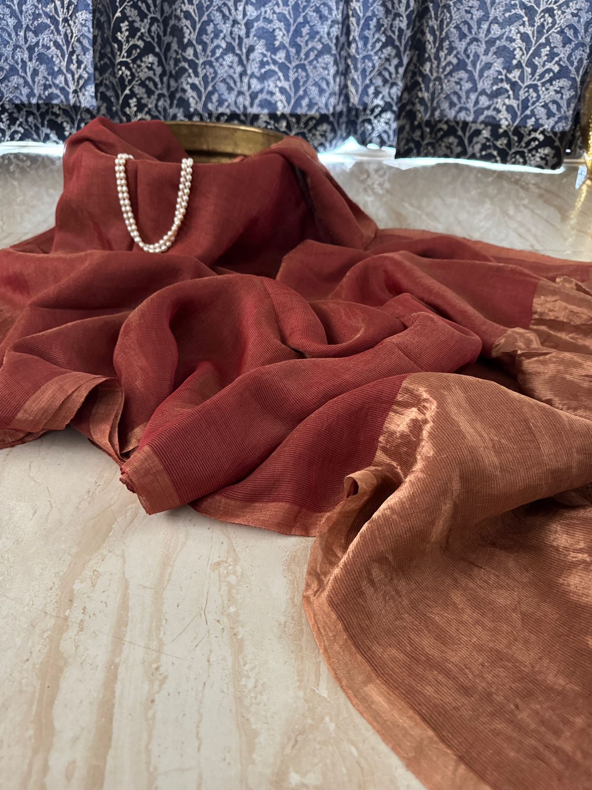 Pure Linen Tissue Resham Silk Saree