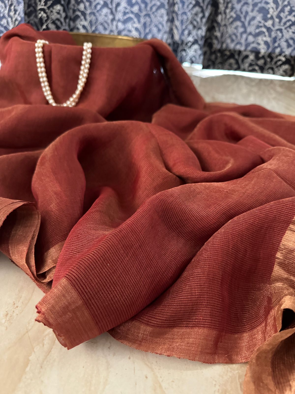 Pure Linen Tissue Resham Silk Saree