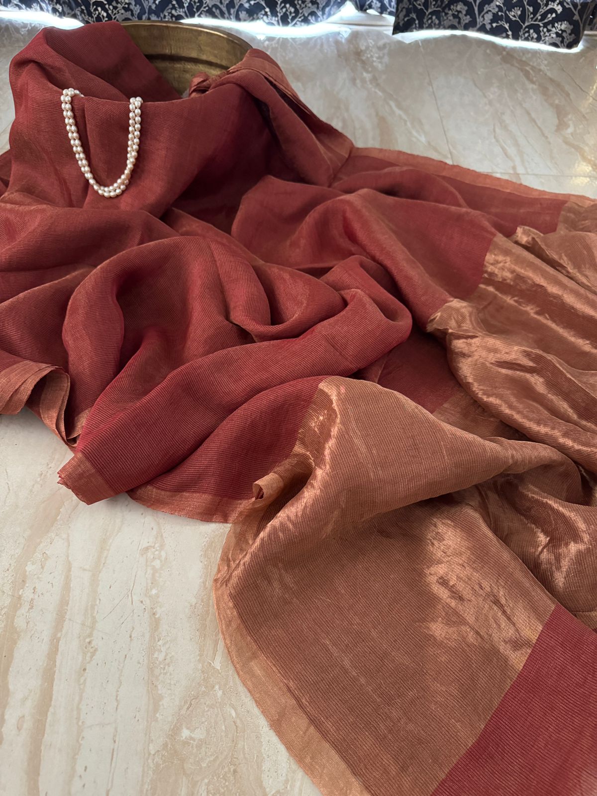 Pure Linen Tissue Resham Silk Saree
