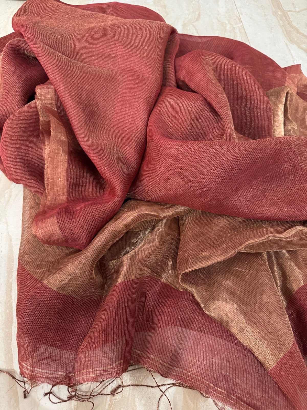 Pure Linen Tissue Resham Silk Saree