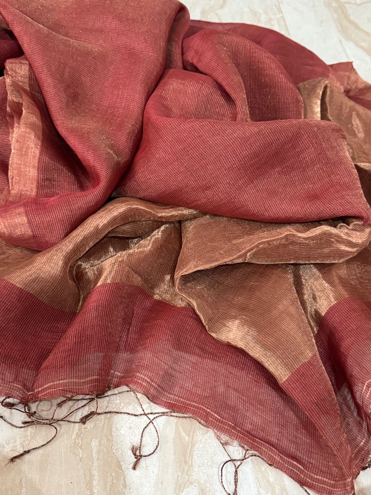 Pure Linen Tissue Resham Silk Saree