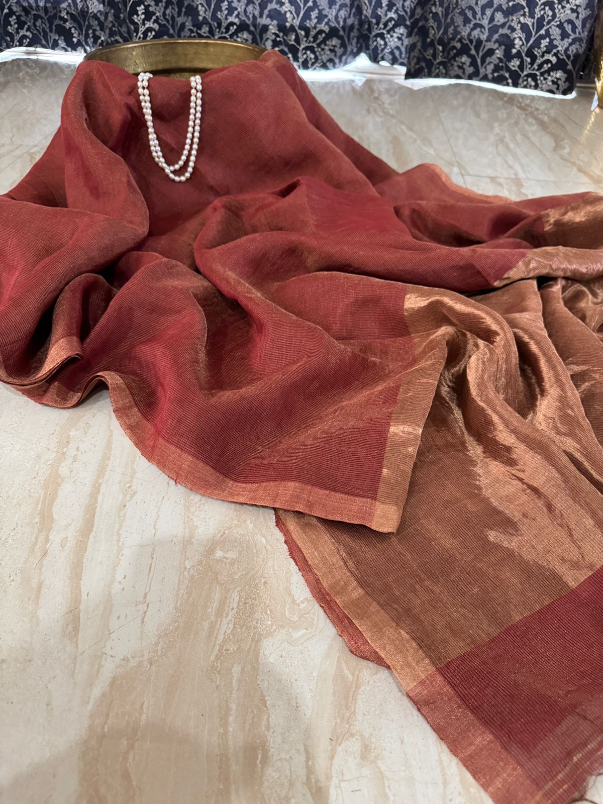 Pure Linen Tissue Resham Silk Saree
