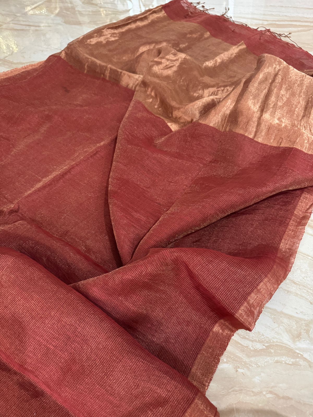 Pure Linen Tissue Resham Silk Saree