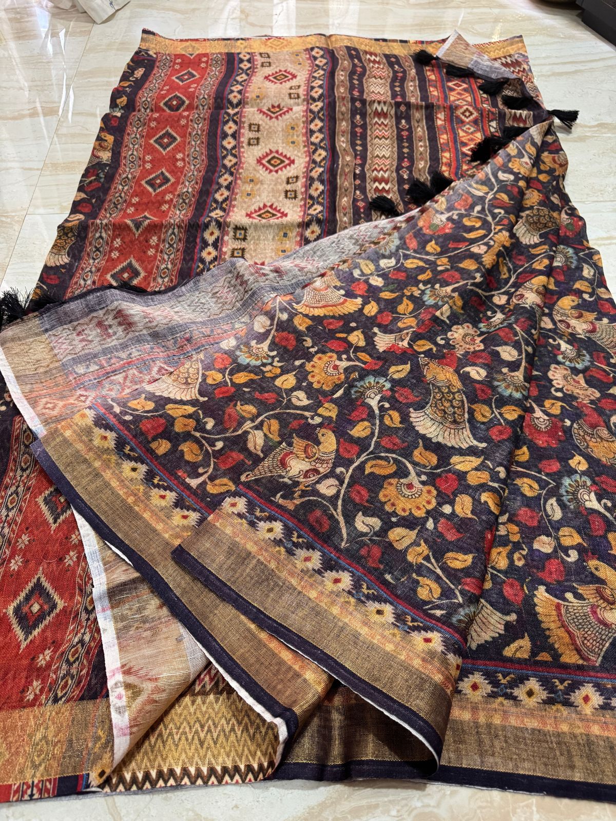 Pure Linen Digital Print Saree