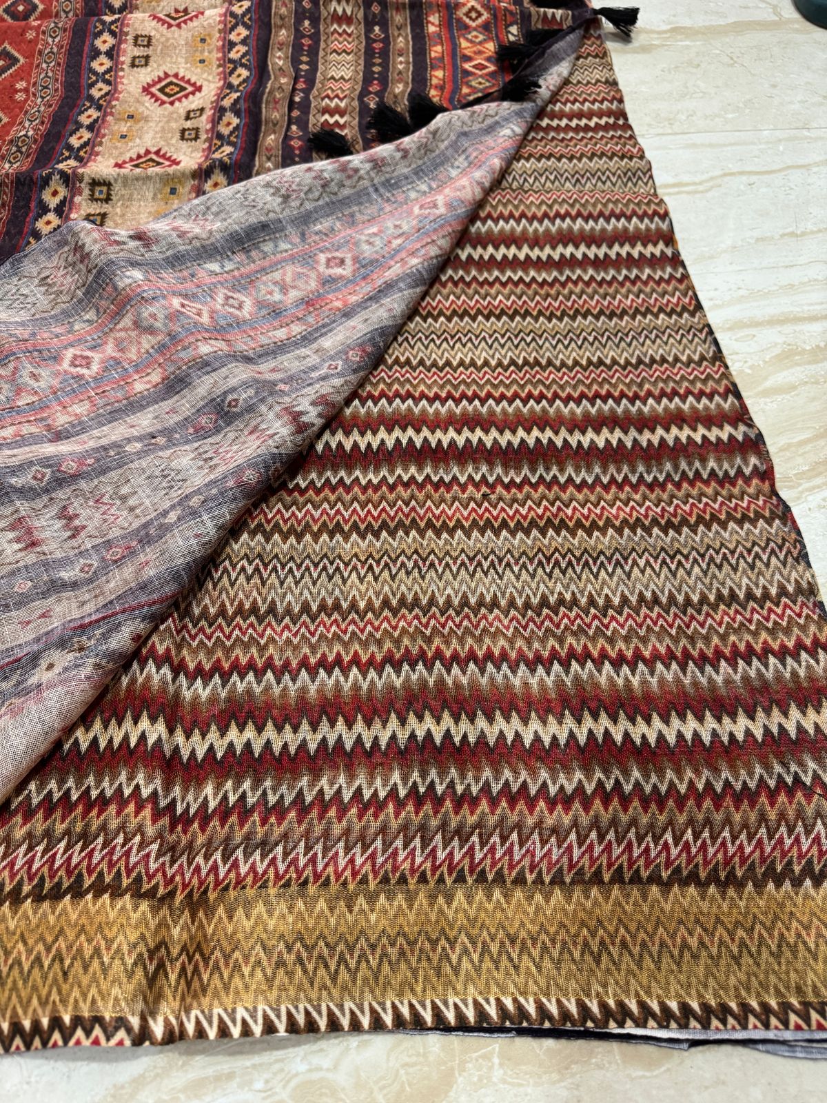 Pure Linen Digital Print Saree